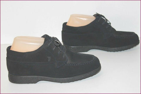 TOD'S Derby à Lacets Cuir Noir Doublés Cuir T 36.5 TBE