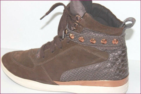 GEOX Baskets Montantes En Cuir Marron foncé T 41 TBE