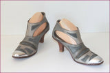 MARITHE FRANCOIS GIRBAUD Escarpins Tout Cuir Gris Motif Zip T 37.5 TBE