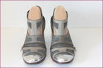 MARITHE FRANCOIS GIRBAUD Escarpins Tout Cuir Gris Motif Zip T 37.5 TBE