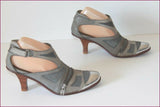 MARITHE FRANCOIS GIRBAUD Escarpins Tout Cuir Gris Motif Zip T 37.5 TBE