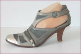 MARITHE FRANCOIS GIRBAUD Escarpins Tout Cuir Gris Motif Zip T 37.5 TBE