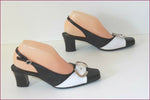 GENEVIEVE DE FONTENAY Escarpins Cuir Noir et Blanc T 37 TBE