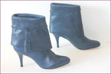 PAUL & JOE SISTER Bottines à Talons Tout Cuir Bleu Iris Revers T 37 TBE