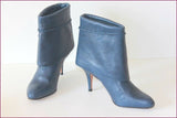 PAUL & JOE SISTER Bottines à Talons Tout Cuir Bleu Iris Revers T 37 TBE