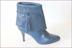 PAUL & JOE SISTER Bottines à Talons Tout Cuir Bleu Iris Revers T 37 TBE