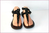 ERAM Tongs Lanières de Cuir Noir Clouté T 40 BE