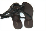 ERAM Tongs Lanières de Cuir Noir Clouté T 40 BE