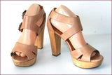 MINELLI Escarpins Sandales Cuir Marron Clair T 40 TTBE