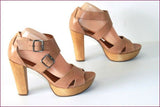 MINELLI Escarpins Sandales Cuir Marron Clair T 40 TTBE
