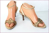 HEYRAUD Sandales Tout Cuir Vanille Motifs Bronze T 37 BE