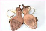HEYRAUD Sandales Tout Cuir Vanille Motifs Bronze T 37 BE