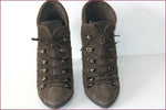 EDEN Bottines à Lacets Pointues Cuir Vert Bronze Hauts Talons T 37 TTBE