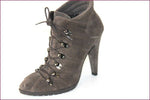 EDEN Bottines à Lacets Pointues Cuir Vert Bronze Hauts Talons T 37 TTBE