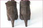 EDEN Bottines à Lacets Pointues Cuir Vert Bronze Hauts Talons T 37 TTBE