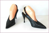 MAUD FRIZON Escarpins de Soirée Pointus Tout Cuir Noir Brillant T 6.5/T 39.5 TBE