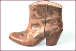 SAN MARINA Boots Cuir Marron et Bronze Doublées Cuir T 37 TBE