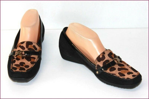 AK ANNE KLEIN Mocassins Femme Cuir et Fourrure T 38.5 / 39 TTBE