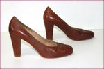 CHLOE Escarpins Tout Cuir Marron Hauts Talons T 37.5 TBE