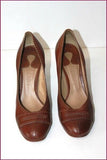 CHLOE Escarpins Tout Cuir Marron Hauts Talons T 37.5 TBE