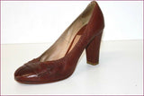 CHLOE Escarpins Tout Cuir Marron Hauts Talons T 37.5 TBE