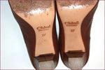 CHLOE Escarpins Tout Cuir Marron Hauts Talons T 37.5 TBE