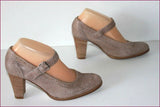 ELIZABETH STUART Escarpins à Sangles Cuir Marron Clair Taupe T 38 TBE