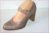 ELIZABETH STUART Escarpins à Sangles Cuir Marron Clair Taupe T 38 TBE