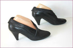 JANET & JANET Escarpins Cuir Fripé Noir T 38.5 TBE