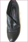 JANET & JANET Escarpins Cuir Fripé Noir T 38.5 TBE