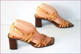 LORBAC Sandales Tout Cuir Verni Ocre T 38 TTBE