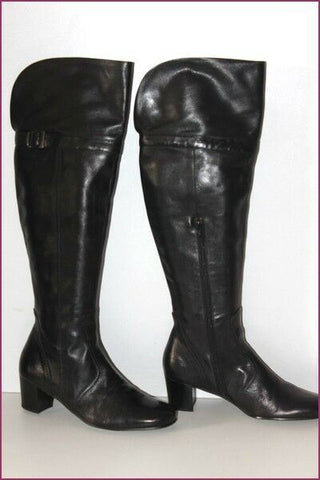 SIMONA MANDELLI Bottes Genoux Cuir Noir Doublées Cuir T 40 TTBE