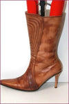 VELEZ Shoes Mi Bottes Pointues Tout Cuir Marron Nuancé T 37 BE