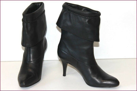 PAUL & JOE SISTER Bottines à Revers Tout Cuir Lisse Noir T 37 TBE