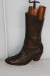 Mi Bottes STEPHANE GONTARD Originales  Cuir Marron Marbré T41 TBE