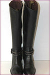 MURATTI Bottes à Talons Cuir Noir Lanière Cloutée T 37 TBE