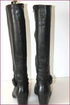 MURATTI Bottes à Talons Cuir Noir Lanière Cloutée T 37 TBE