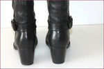 MURATTI Bottes à Talons Cuir Noir Lanière Cloutée T 37 TBE