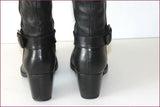 MURATTI Bottes à Talons Cuir Noir Lanière Cloutée T 37 TBE