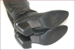 MURATTI Bottes à Talons Cuir Noir Lanière Cloutée T 37 TBE