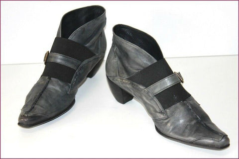EVERYBODY Boots Pointues Cuir Gris Sangle  Elastiquée T 42 TBE