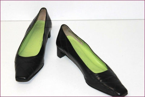 MARC CAIN Escarpins Cuir Matelassé Noir Doublés Cuir T 3.5 UK / 36 FR TBE
