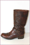 ESPACE Mi Bottes Cuir Façon Reptile Marron Foncé T 36 BE