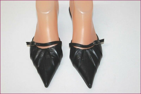 SAN MARINA Escarpins Mules Pointues Cuir Noir T 36 TBE