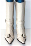 SPIRAL Mi Bottes Pointues Cuir Blanc Cassé T 39 BE