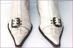 SPIRAL Mi Bottes Pointues Cuir Blanc Cassé T 39 BE