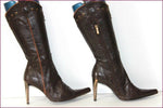 COCCINELLE Mi Bottes Pointues Tout Cuir Marron Talons Fins T 37 BE