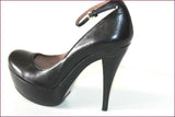 PURA LOPEZ Escarpins Tout Cuir Noir Plateforme Hauts Talons T 37 TBE