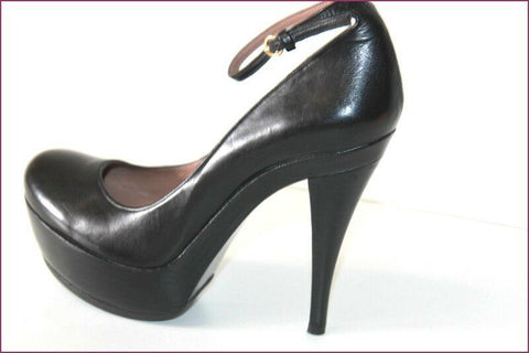 PURA LOPEZ Escarpins Tout Cuir Noir Plateforme Hauts Talons T 37 TBE