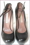 PURA LOPEZ Escarpins Tout Cuir Noir Plateforme Hauts Talons T 37 TBE